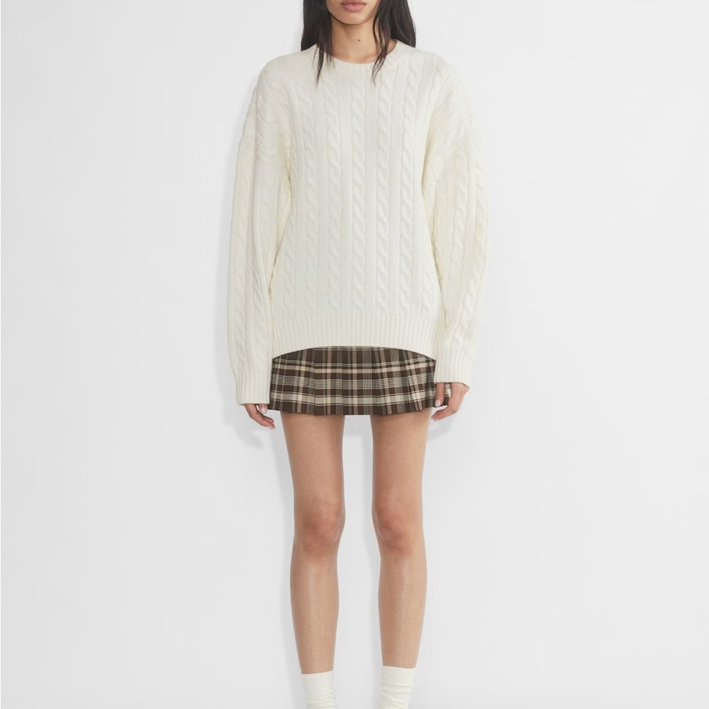 Sunday Best Cream Cable Knit Crew Neck Sweater